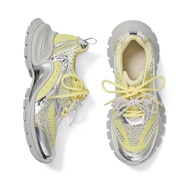 GG CC Breathable Mesh Casual Height Increasing Low Top Platform Chunky Sneakers Women's-6