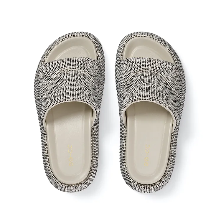GG CC Rhinestone Slip Resistant Abrasion Resistant Slide Slippers Women's-10