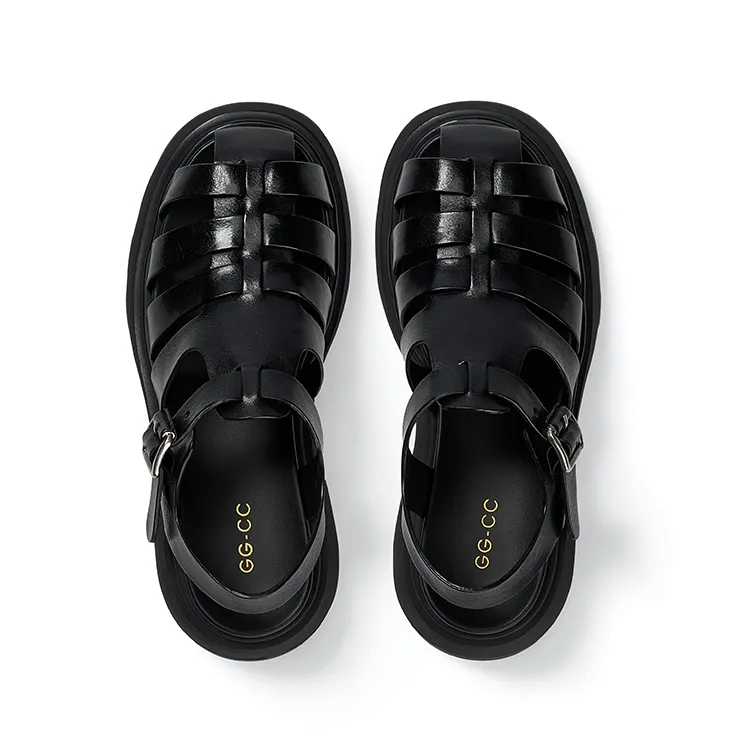 GG CC Platform Roman Sandals 6.5cm Women's Black-1