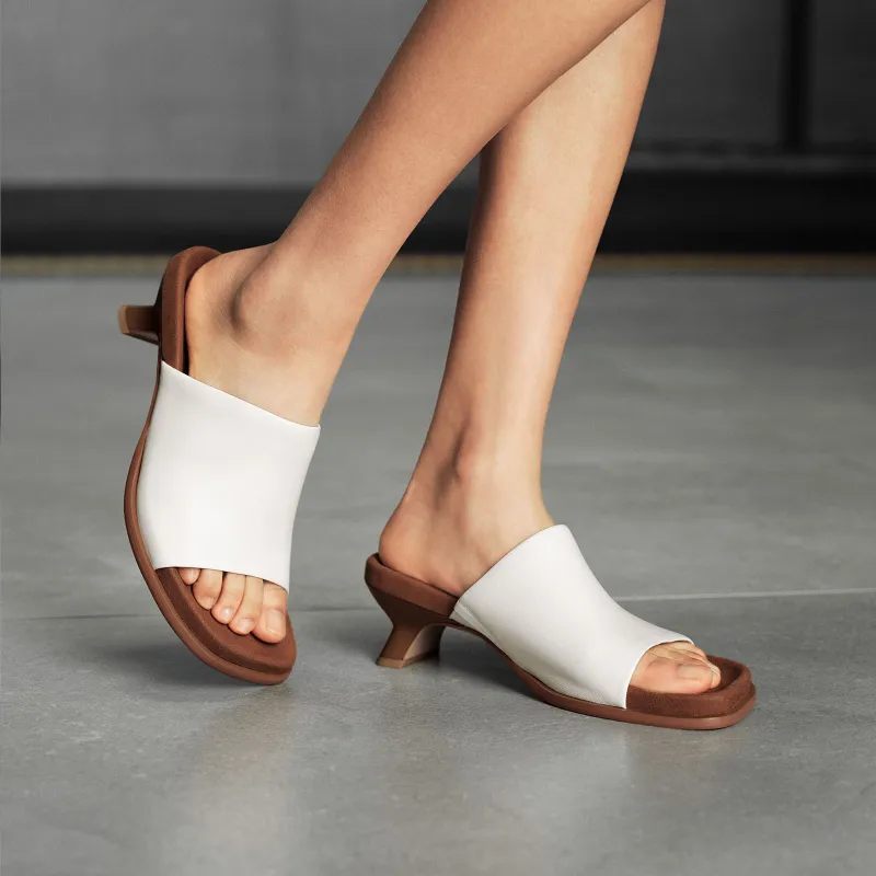 GG CC Abrasion Resistant Cushioning Thick High Heel Slide Slippers Women's-13