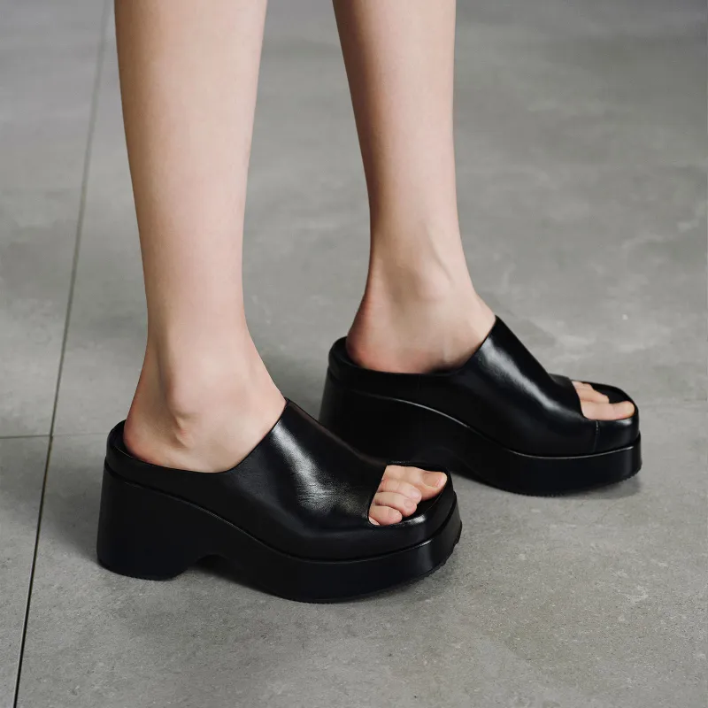 GG CC Cushioning Slip Resistant Abrasion Resistant Platform Height Increasing Slide Slippers Women's-5