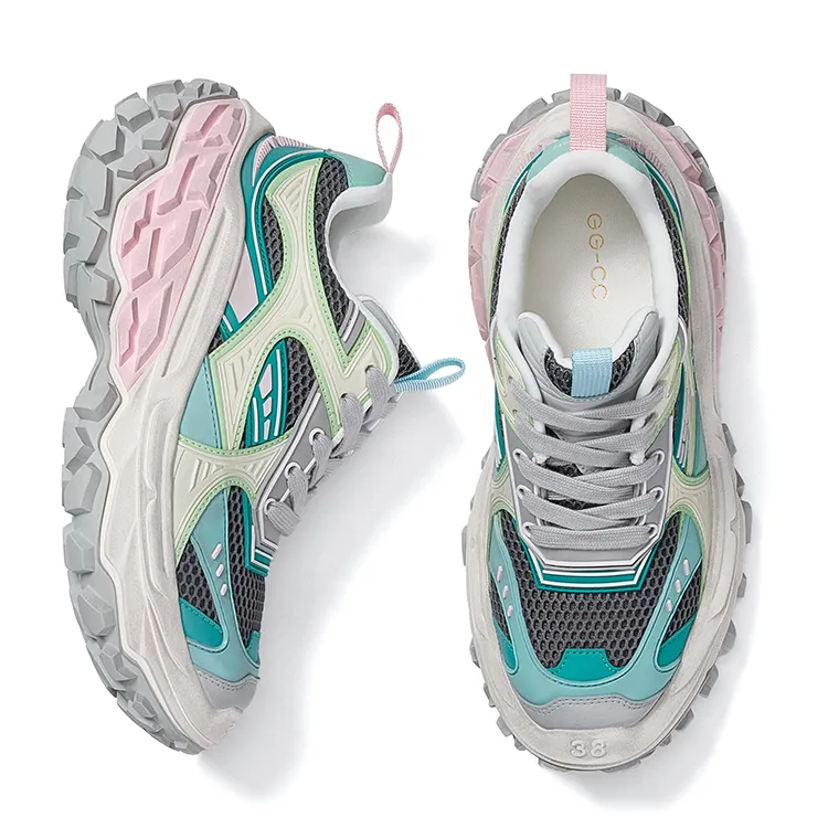 GG CC Cushioning, Slip Resistant, Abrasion Resistant, Height Increasing Low Top Chunky Sneakers Women's-7