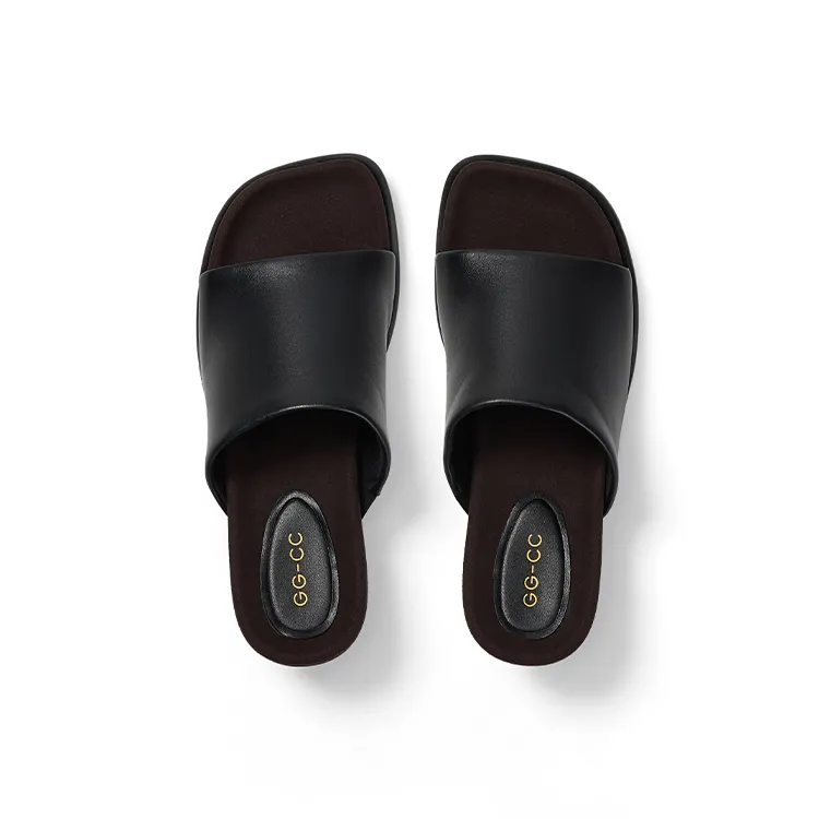 GG CC Abrasion Resistant Cushioning Thick High Heel Slide Slippers Women's-2
