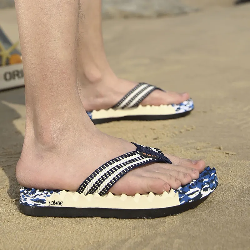 Yalu Preferred Woven Abrasion Resistant Slip Resistant Massage Flip Flops Men's-2