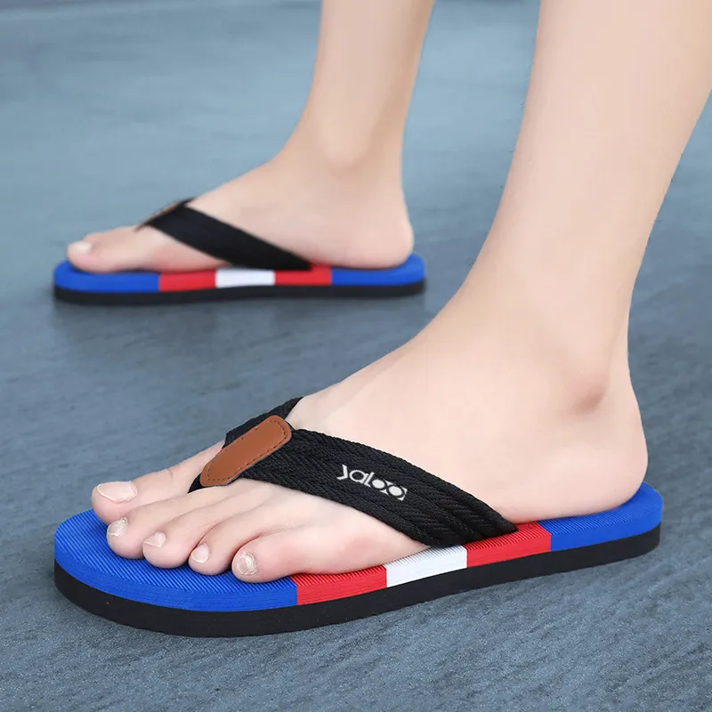 Yalu Preferred Rubber Sole Woven Abrasion Resistant Slip Resistant Flip Flops Men's-4