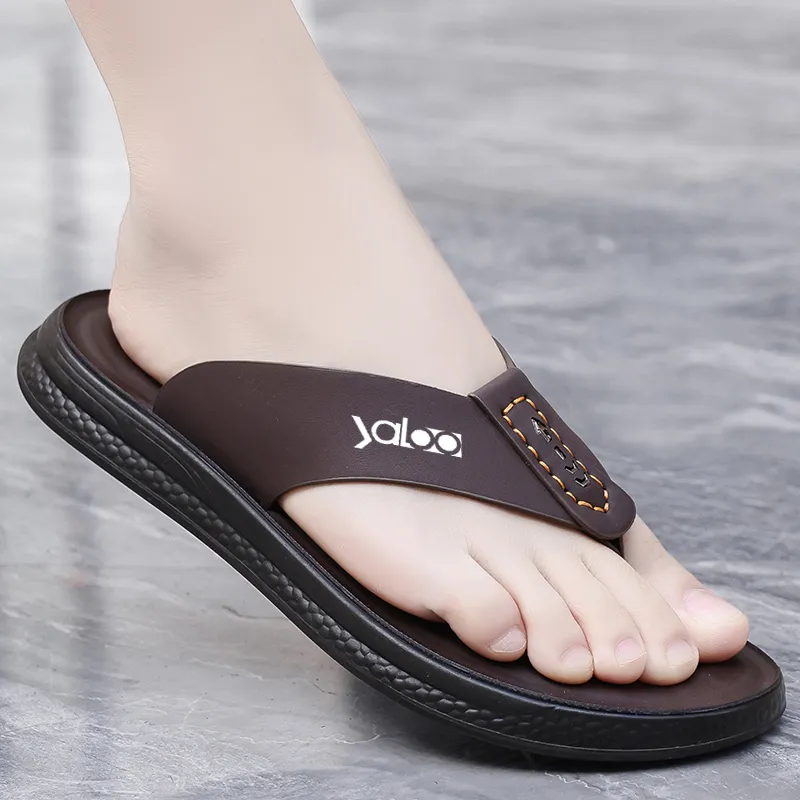Yalu Preferred EVA Leather Patchwork Flip Flops Men's-5