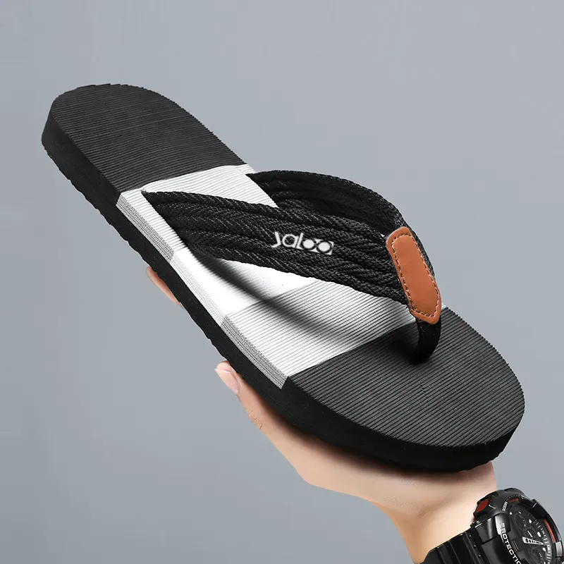 Yalu Preferred Rubber Sole Woven Abrasion Resistant Slip Resistant Flip Flops Men's-2