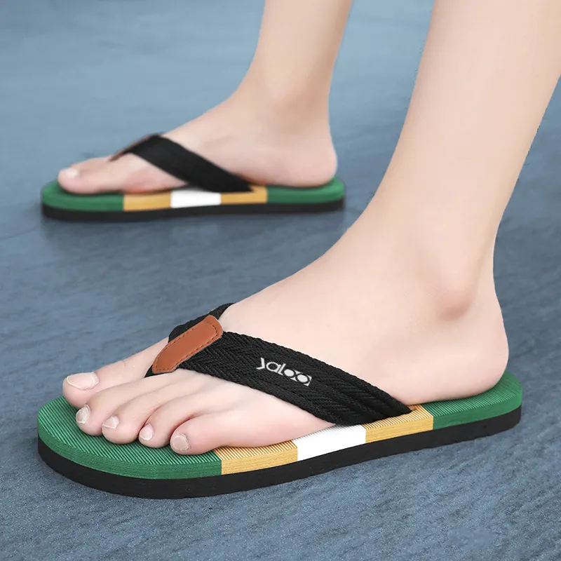 Yalu Preferred Rubber Sole Woven Abrasion Resistant Slip Resistant Flip Flops Men's-7