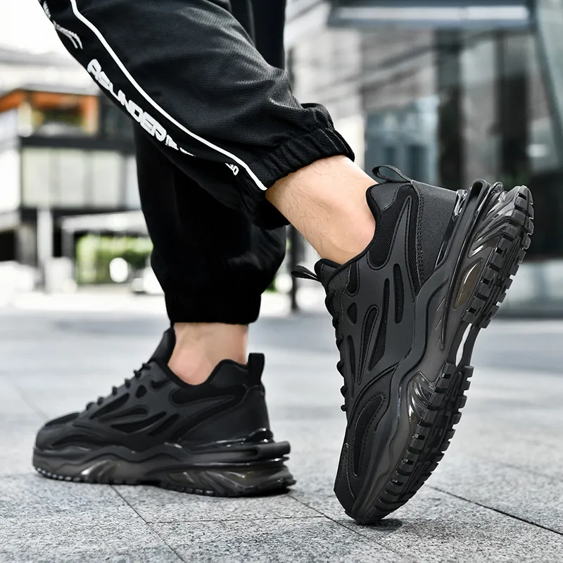 Yalu Preferred Slip Resistant, Abrasion Resistant, Breathable Low Top Chunky Sneakers Men's Black-2