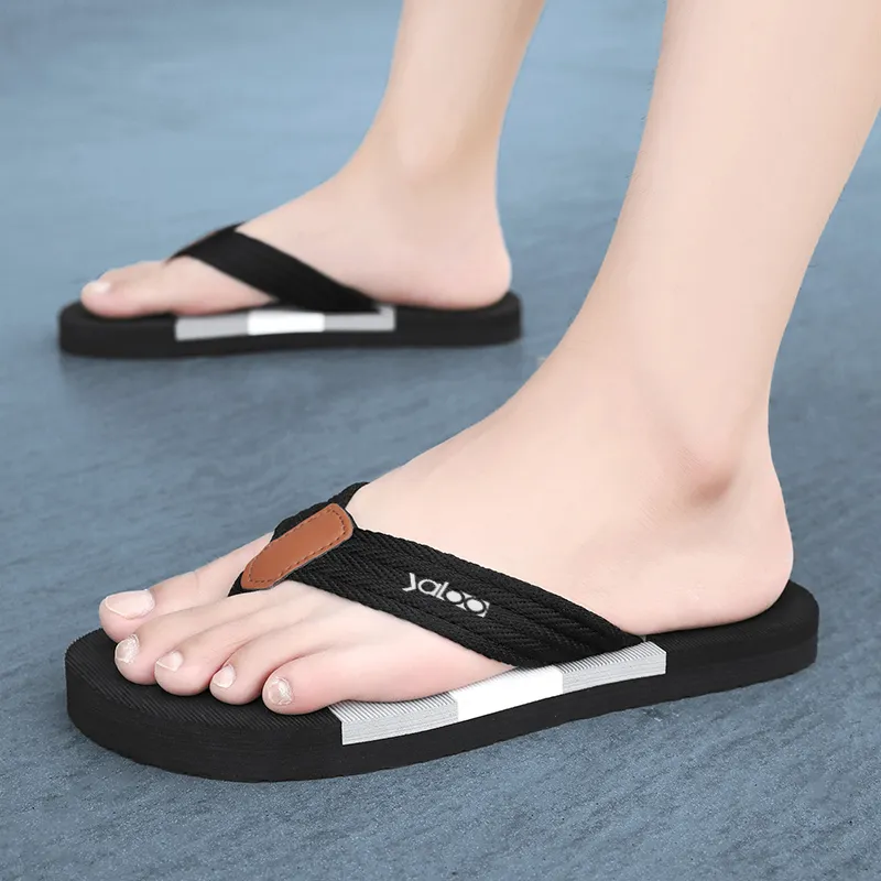 Yalu Preferred Rubber Sole Woven Abrasion Resistant Slip Resistant Flip Flops Men's-1