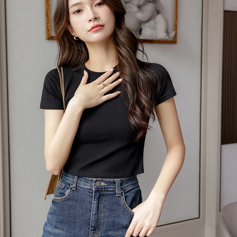 AWAO Set in Sleeve T Shirt Women's Black-2