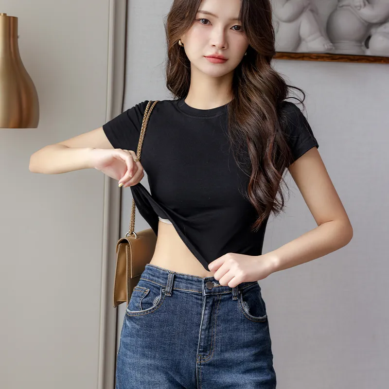 AWAO Set in Sleeve T Shirt Women's Black-3