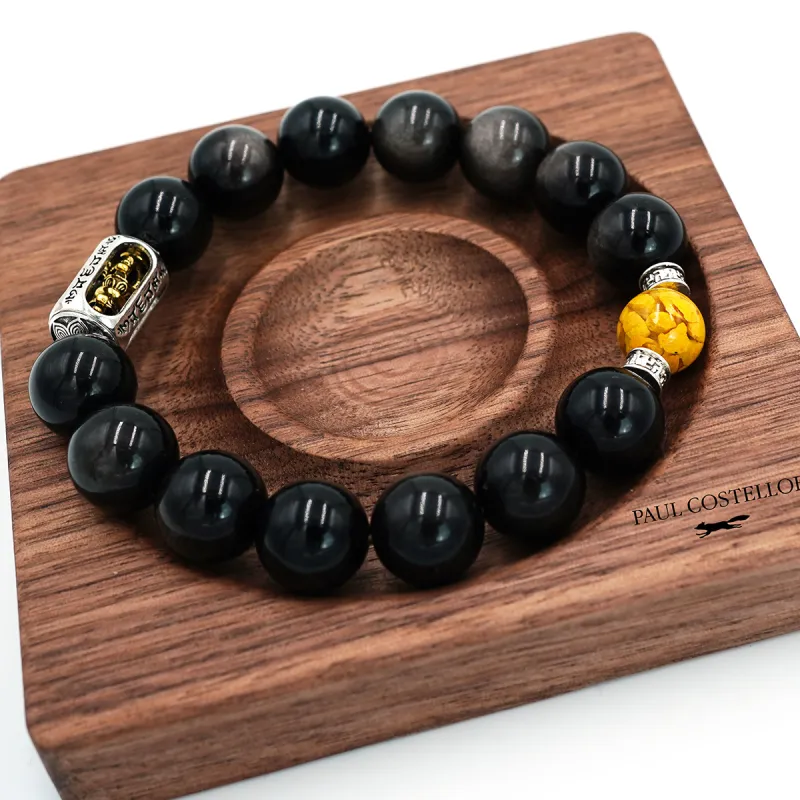 PAUL COSTELLOE Obsidian Bracelets Unisex-3