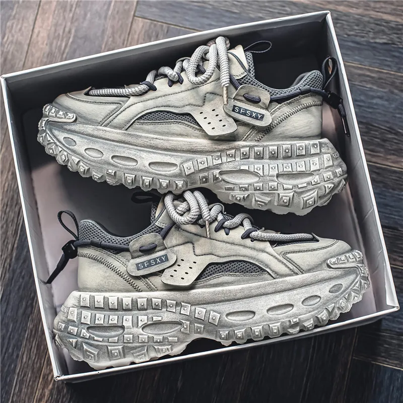 ROBINHOOD Cushioning, Slip Resistant, Abrasion Resistant, Coverage, Height Increasing Low Top Chunky Sneakers Men's Box-4