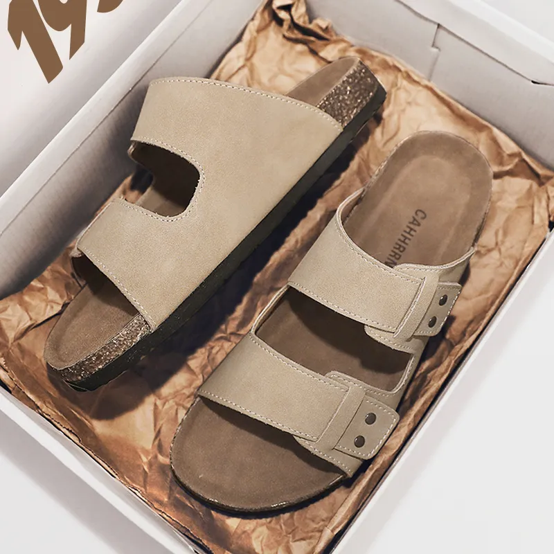 ROBINHOOD Stitching Slip Resistant Abrasion Resistant Slide Slippers Men's Box-4