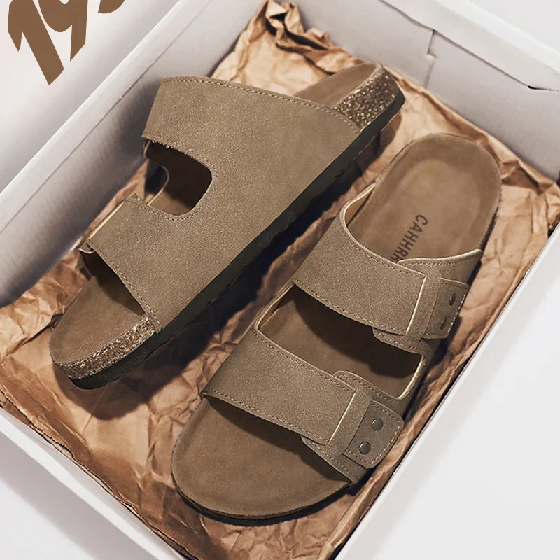 ROBINHOOD Stitching Slip Resistant Abrasion Resistant Slide Slippers Men's Box-10