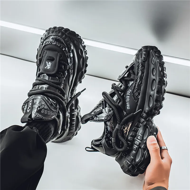ROBINHOOD Cushioned Wear Resistant Breathable Height Increasing Low Top Chunky Sneakers Men's-4