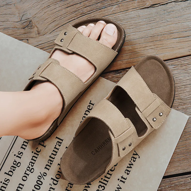 ROBINHOOD Stitching Slip Resistant Abrasion Resistant Slide Slippers Men's Box-5