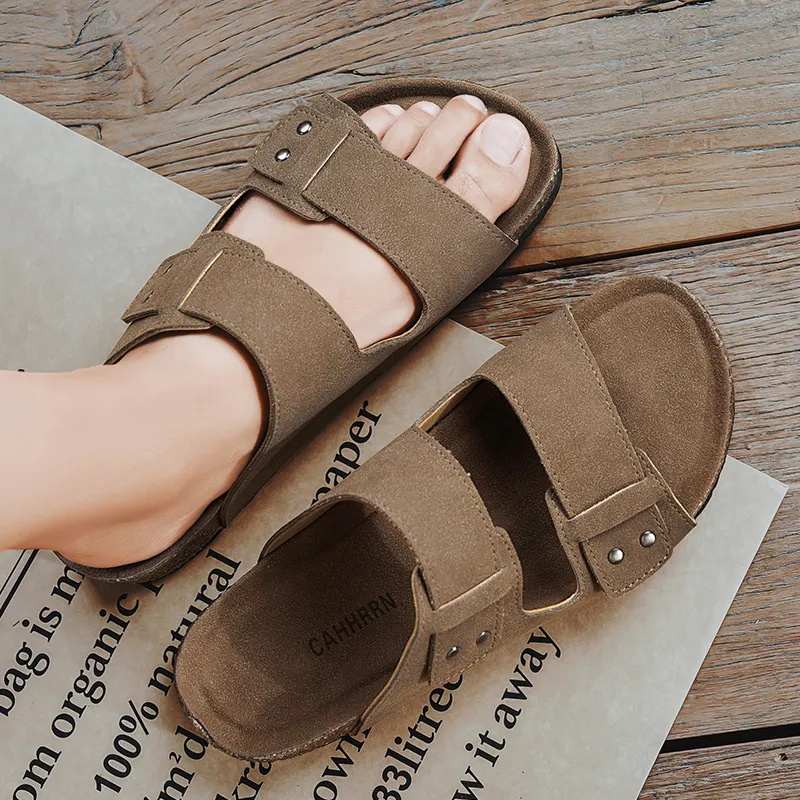 ROBINHOOD Stitching Slip Resistant Abrasion Resistant Slide Slippers Men's Box-11