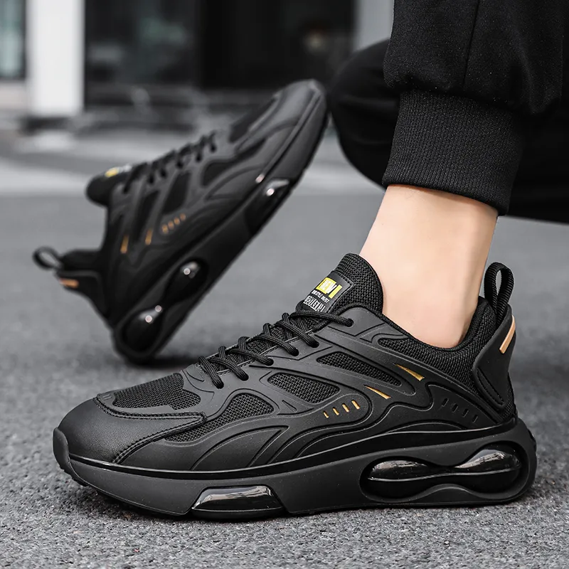 ROBINHOOD Cushioning, Abrasion Resistant, Breathable Support Low Top Casual Shoes Unisex Black Gold-4