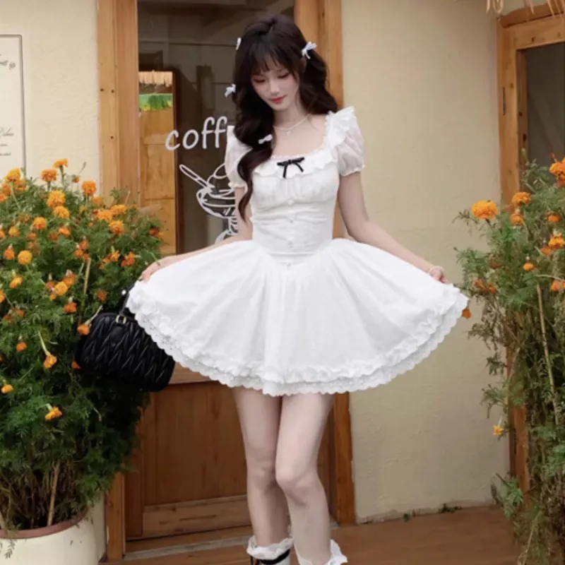 XIANSINIAO Summer Short Sleeved Dress Women's-4