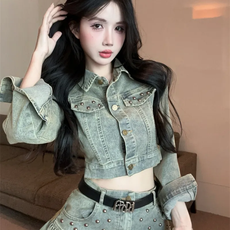 XIANSINIAO Two Piece Skirt Sets Women's Image Color With Belt-4
