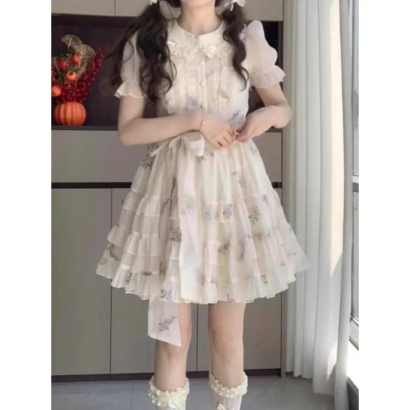 XIANSINIAO Short Sleeved Dress Women's-5