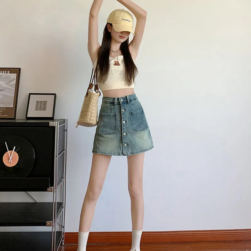XIANSINIAO Denim Short Skirts Women's-6