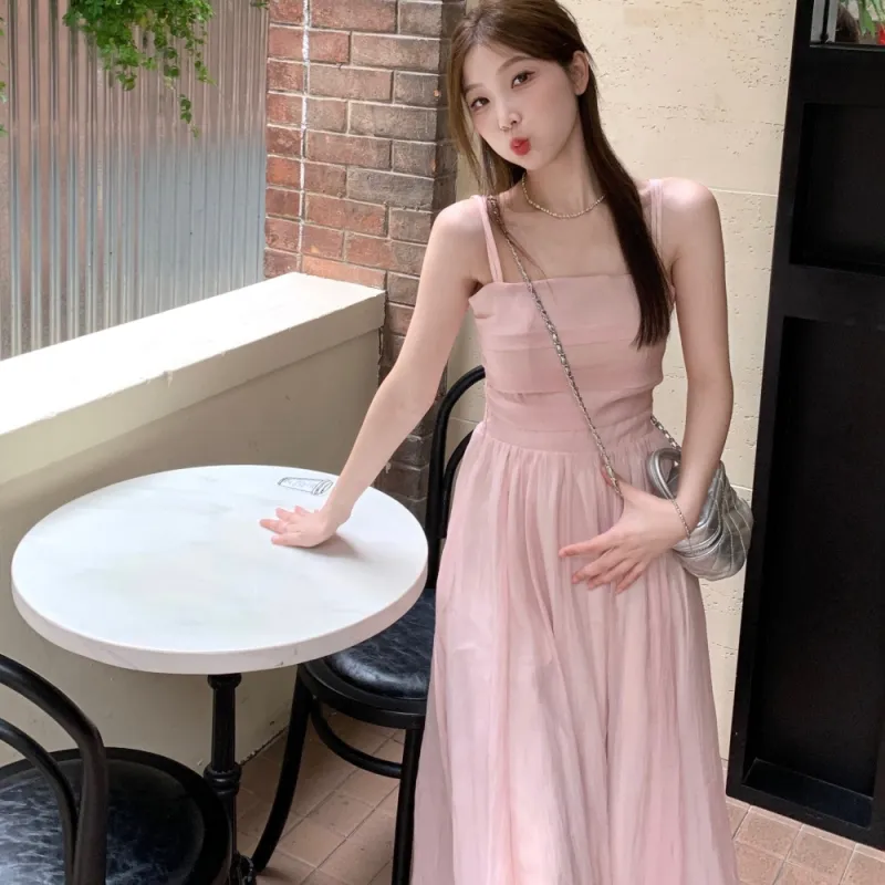 XIANSINIAO Slip Dresses Women's Pink-4