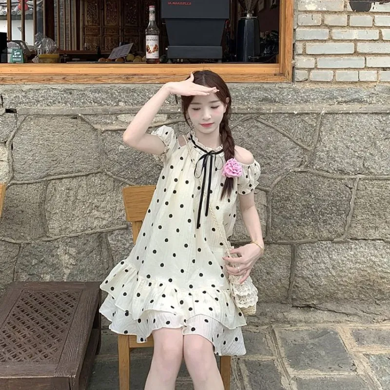 XIANSINIAO Short Sleeved Dress Women's-3