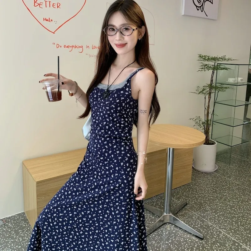 XIANSINIAO Slip Dresses Women's Mock Two Piece Floral Dress-5