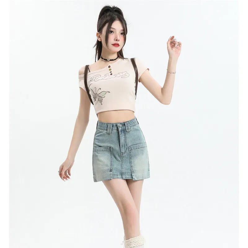 XIANSINIAO Denim Short Skirts Women's-2