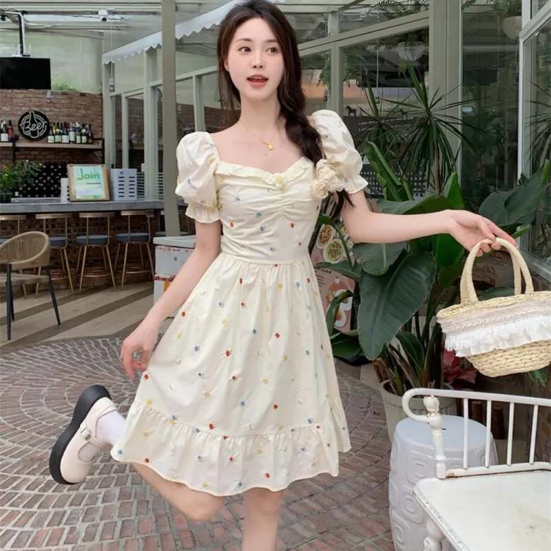 XIANSINIAO Short Sleeved Dress Women's-3