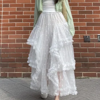 XIANSINIAO Casual Long Skirt Women's White