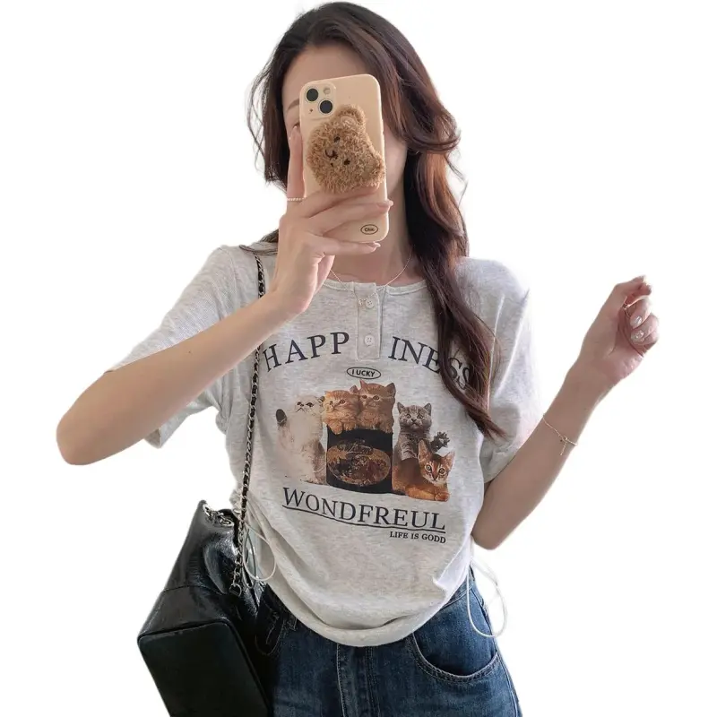 XIANSINIAO Set in Sleeve T Shirt Women's-7