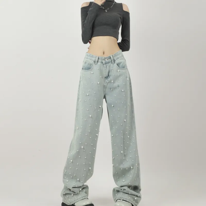 XIANSINIAO Jeans Women's Light Blue-3