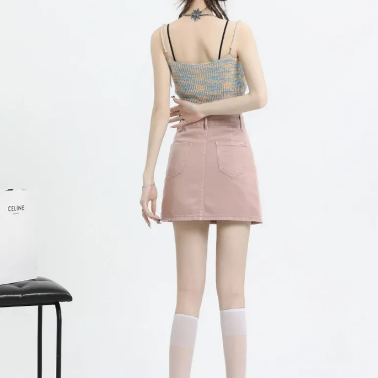 XIANSINIAO Denim Short Skirts Women's-4