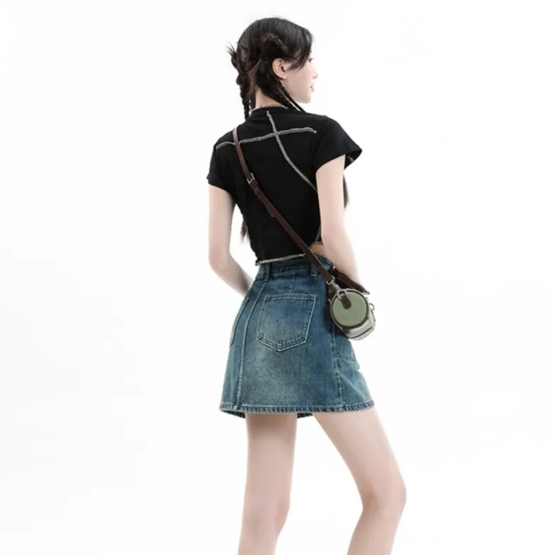 XIANSINIAO Denim Short Skirts Women's-6