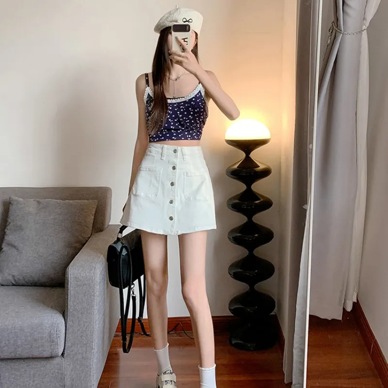 XIANSINIAO Denim Short Skirts Women's-15