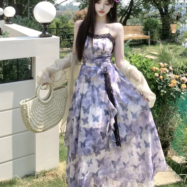 XIANSINIAO Slip Dresses Women's Butterfly Set-1