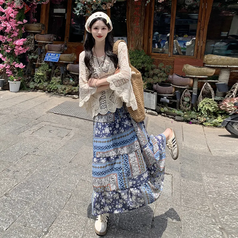 XIANSINIAO Two Piece Skirt Sets Women's-5