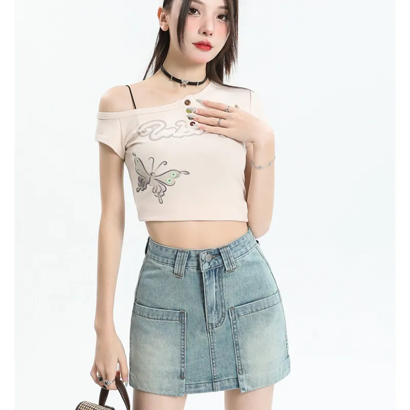 XIANSINIAO Denim Short Skirts Women's-3