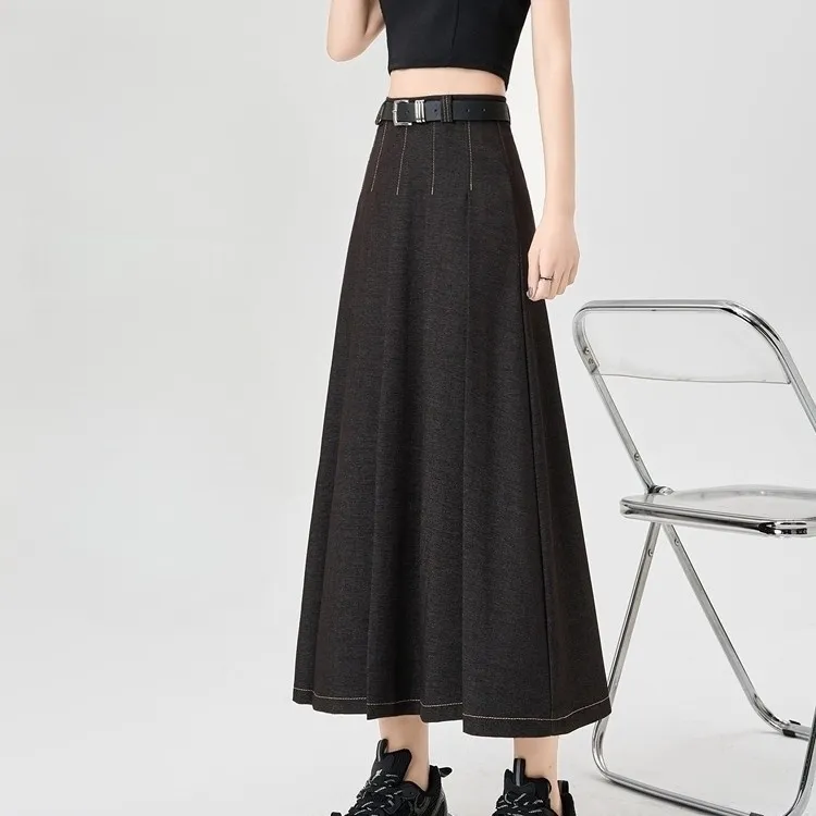 XIANSINIAO Denim Long Skirt Women's-3