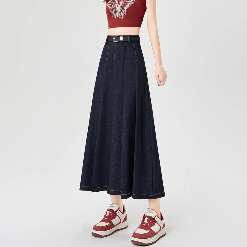 XIANSINIAO Denim Long Skirt Women's-7