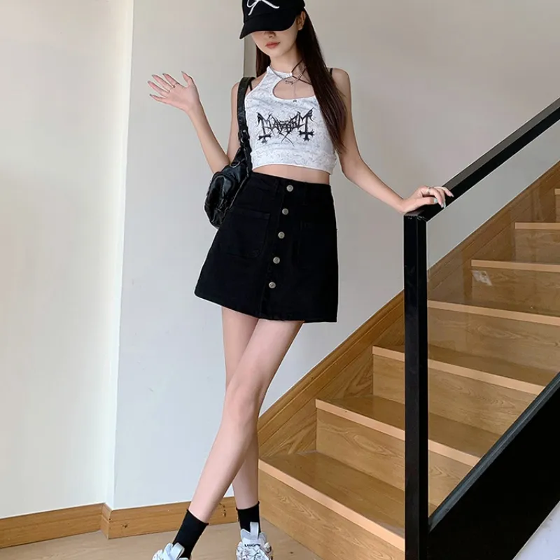 XIANSINIAO Denim Short Skirts Women's-10