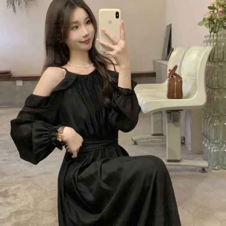 XIANSINIAO Long Sleeved Dress Women's-3
