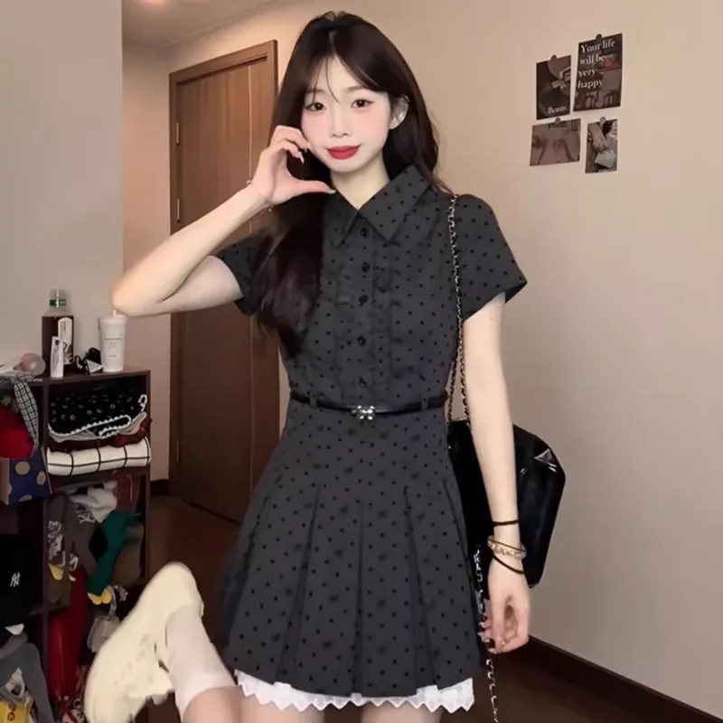 XIANSINIAO Short Sleeved Dress Women's-4