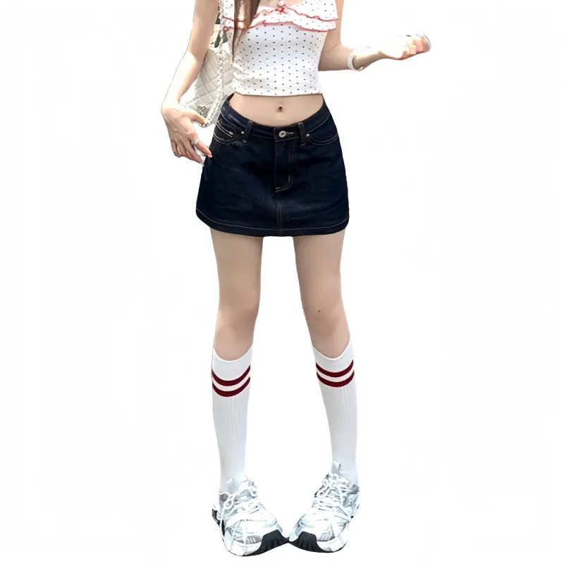 XIANSINIAO Denim Short Skirts Women's-4