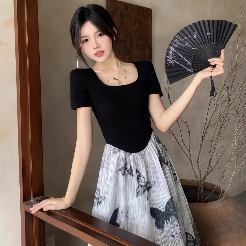 XIANSINIAO Short Sleeved Dress Women's-4
