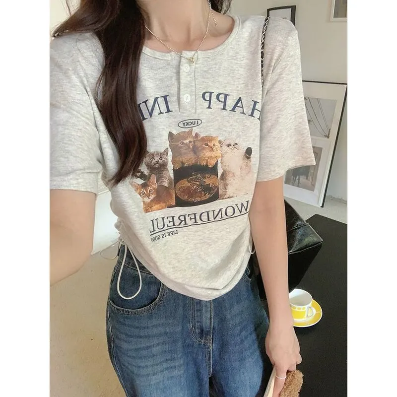 XIANSINIAO Set in Sleeve T Shirt Women's-6